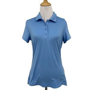 Under Armour Polo Shirt Womens S Small Blue Leader Golf HeatGear Short Sleeve